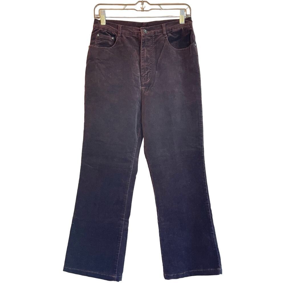Ying Li Brown Corduroy Flare Leg Bling Pockets Pants Women's Sz 30